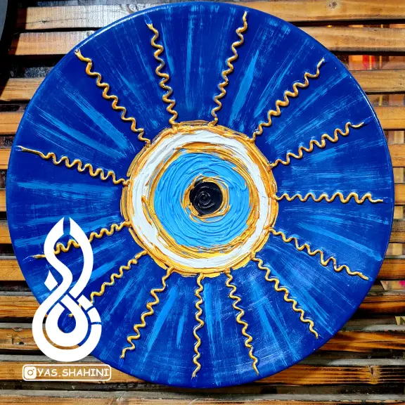 تصویر 1  دیوارکوب سفالی چشم زخم طرح 6